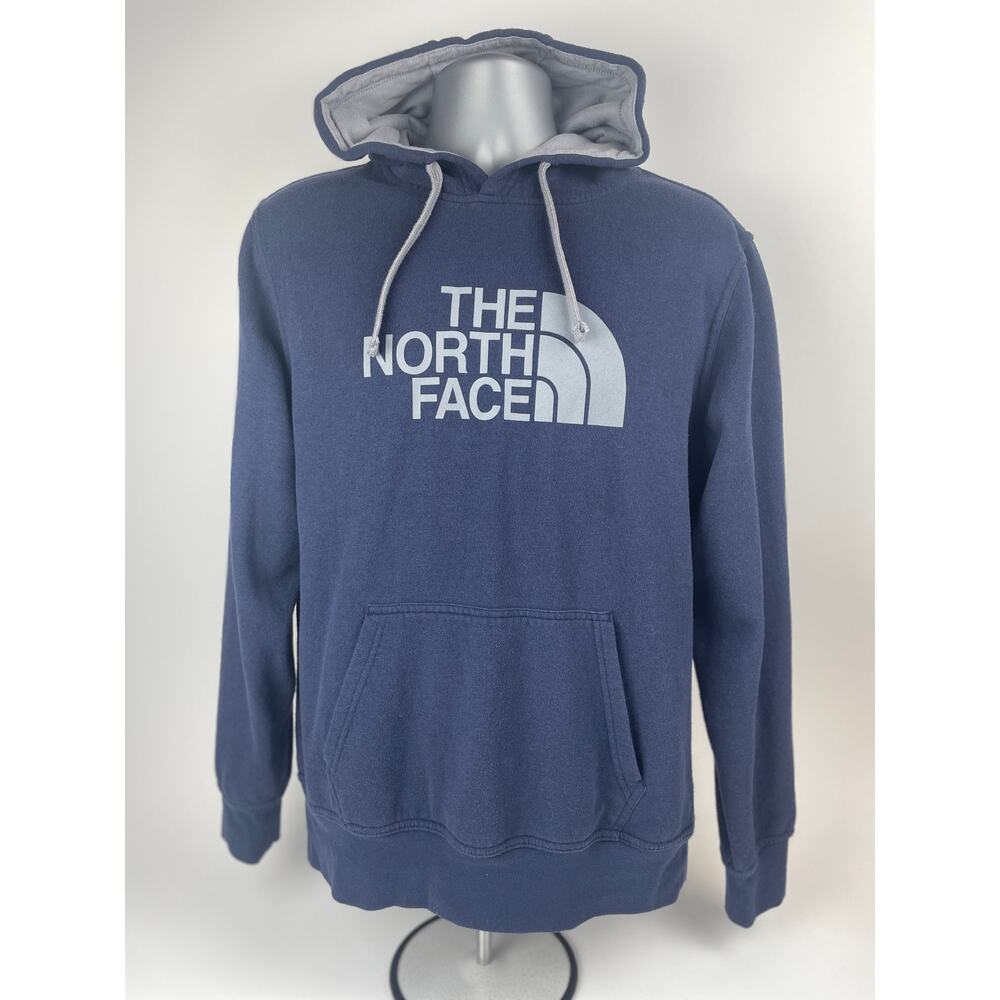 The North Face Men’s M Half Dome Pullover Navy/Gray Kangaroo Pouch Hoodie Logo